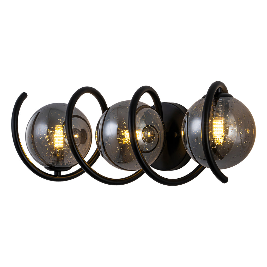 Modern Spiral Globe Vanity Lights with Smoky Gray Seeded Glass Shades - product image 11 | Zenvolit