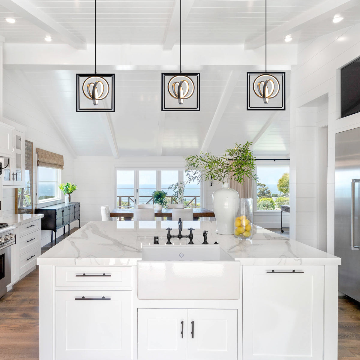 Modern Square LED Pendant Light Dimmable Adjustable Hanging Fixture - product image 12 | Zenvolit