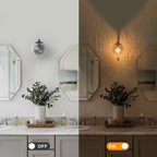 Modern Matte Black Metal Wall Sconce Round Clear Cracked Glass Shade - product image 2 | Zenvolit