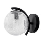 Modern Matte Black Metal Wall Sconce Round Clear Cracked Glass Shade - product image 8 | Zenvolit
