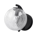 Modern Matte Black Metal Wall Sconce Round Clear Cracked Glass Shade - product image 9 | Zenvolit