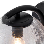 Modern Matte Black Metal Wall Sconce Round Clear Cracked Glass Shade - product image 10 | Zenvolit