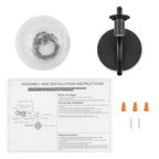 Modern Matte Black Metal Wall Sconce Round Clear Cracked Glass Shade - product image 11 | Zenvolit