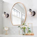 Modern Matte Black Metal Wall Sconce Round Clear Cracked Glass Shade - product image 13 | Zenvolit