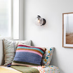 Modern Matte Black Metal Wall Sconce Round Clear Cracked Glass Shade - product image 15 | Zenvolit