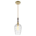 Modern 1-Light Brass Pendant Hammered Glass Shade Kitchen Lighting - product image 2 | Zenvolit