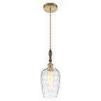 Modern 1-Light Brass Pendant Hammered Glass Shade Kitchen Lighting - product image 2 | Zenvolit