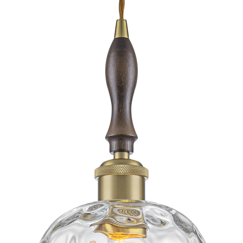 Modern 1-Light Brass Pendant Hammered Glass Shade Kitchen Lighting - product image 4 | Zenvolit