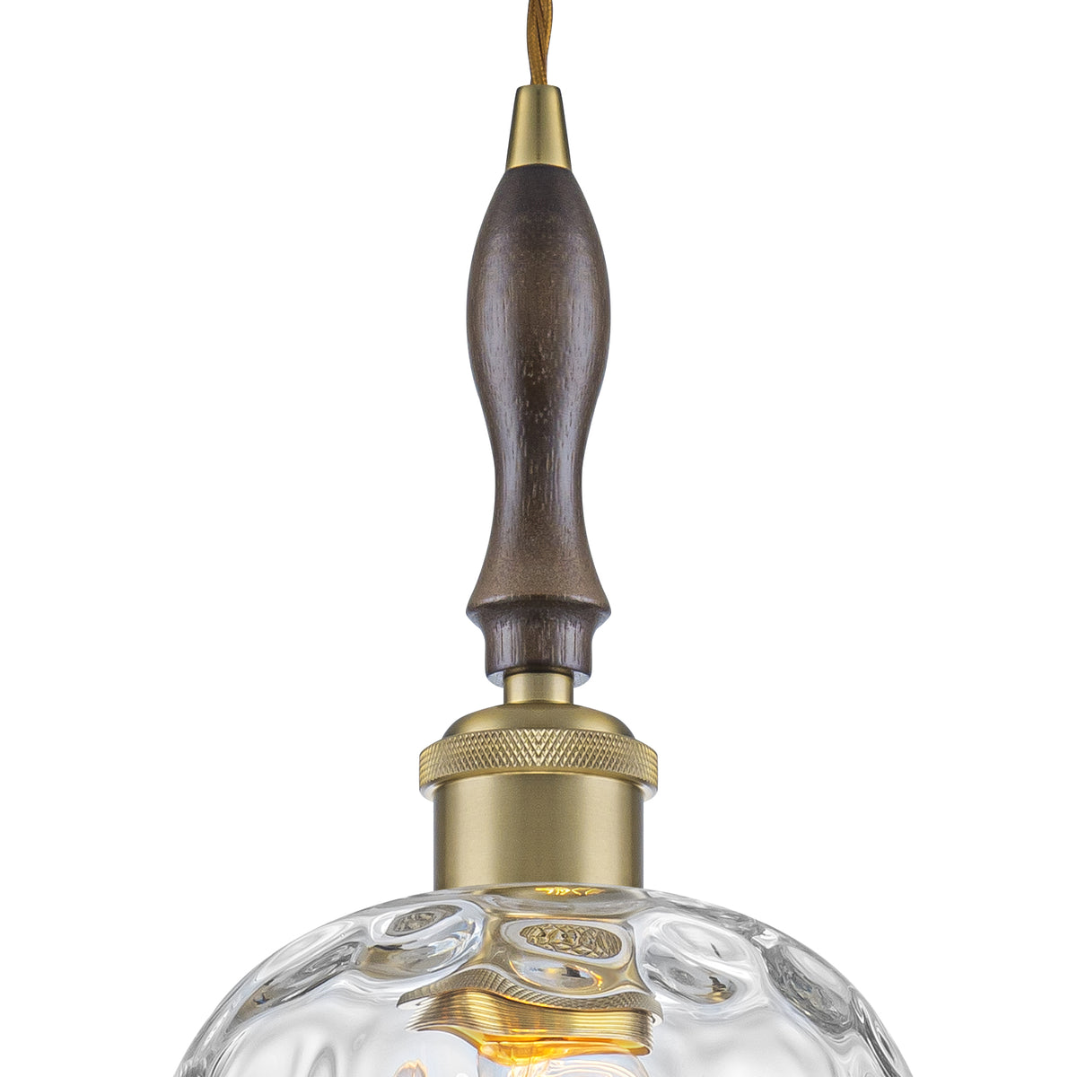 Modern 1-Light Brass Pendant Hammered Glass Shade Kitchen Lighting - product image 4 | Zenvolit