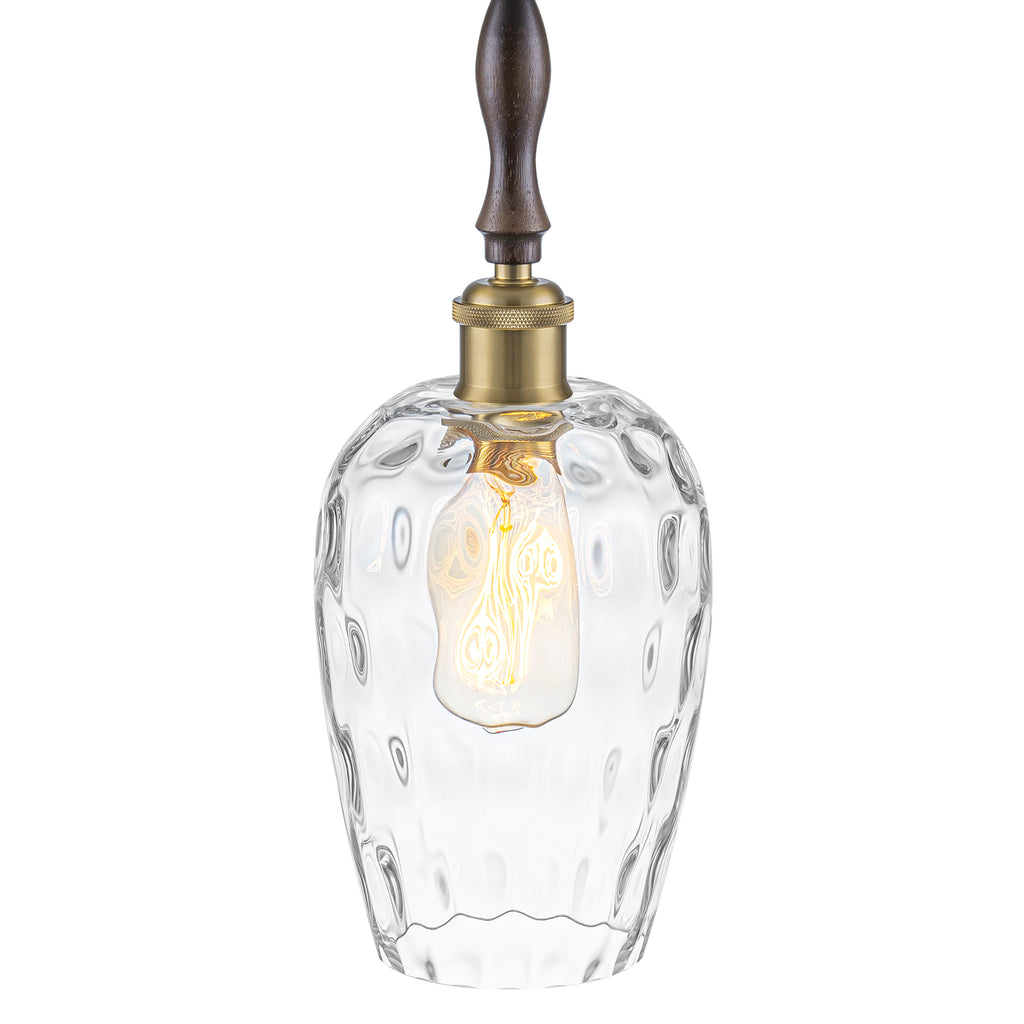 Modern 1-Light Brass Pendant Hammered Glass Shade Kitchen Lighting - product image 5 | Zenvolit