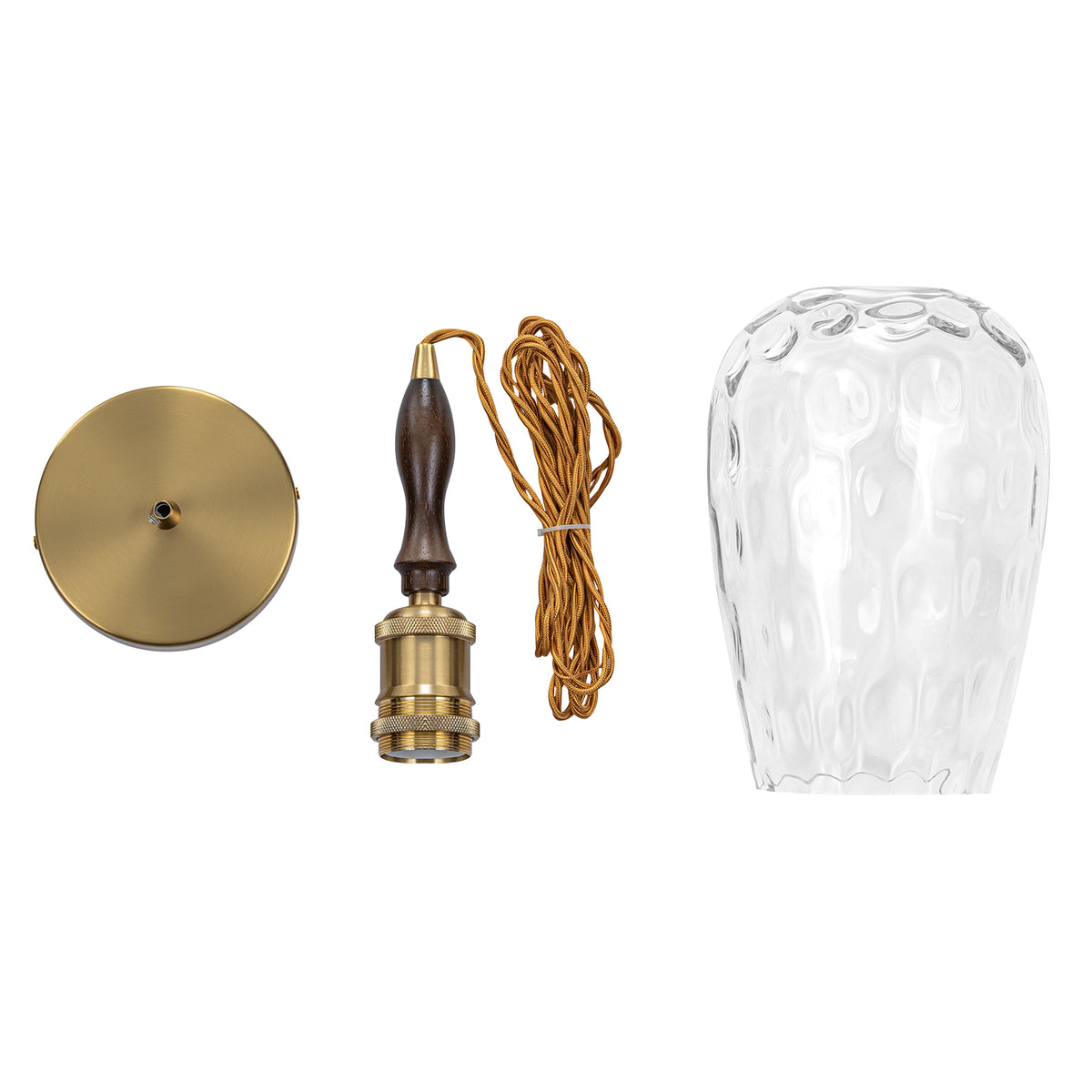 Modern 1-Light Brass Pendant Hammered Glass Shade Kitchen Lighting - product image 7 | Zenvolit