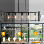 5-Light Matte Black Linear Chandelier Clear Textured Glass Shades - product image 7 | Zenvolit