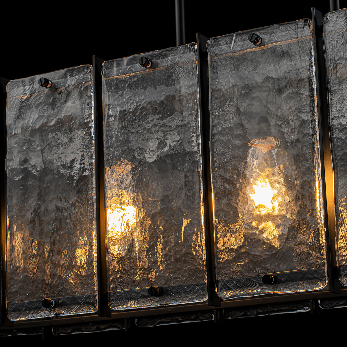 5-Light Matte Black Linear Chandelier Clear Textured Glass Shades - product image 10 | Zenvolit