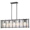 5-Light Matte Black Linear Chandelier Clear Textured Glass Shades - product image 14 | Zenvolit