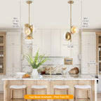 15 inch 2 Light Modern Gold Branched Semi Flush Mount with Clear Striped Glass Shades - product image 1 | Zenvolit