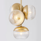 15 inch 2 Light Modern Gold Branched Semi Flush Mount with Clear Striped Glass Shades - product image 6 | Zenvolit