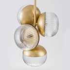 15 inch 2 Light Modern Gold Branched Semi Flush Mount with Clear Striped Glass Shades - product image 7 | Zenvolit
