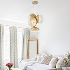 15 inch 2 Light Modern Gold Branched Semi Flush Mount with Clear Striped Glass Shades - product image 12 | Zenvolit