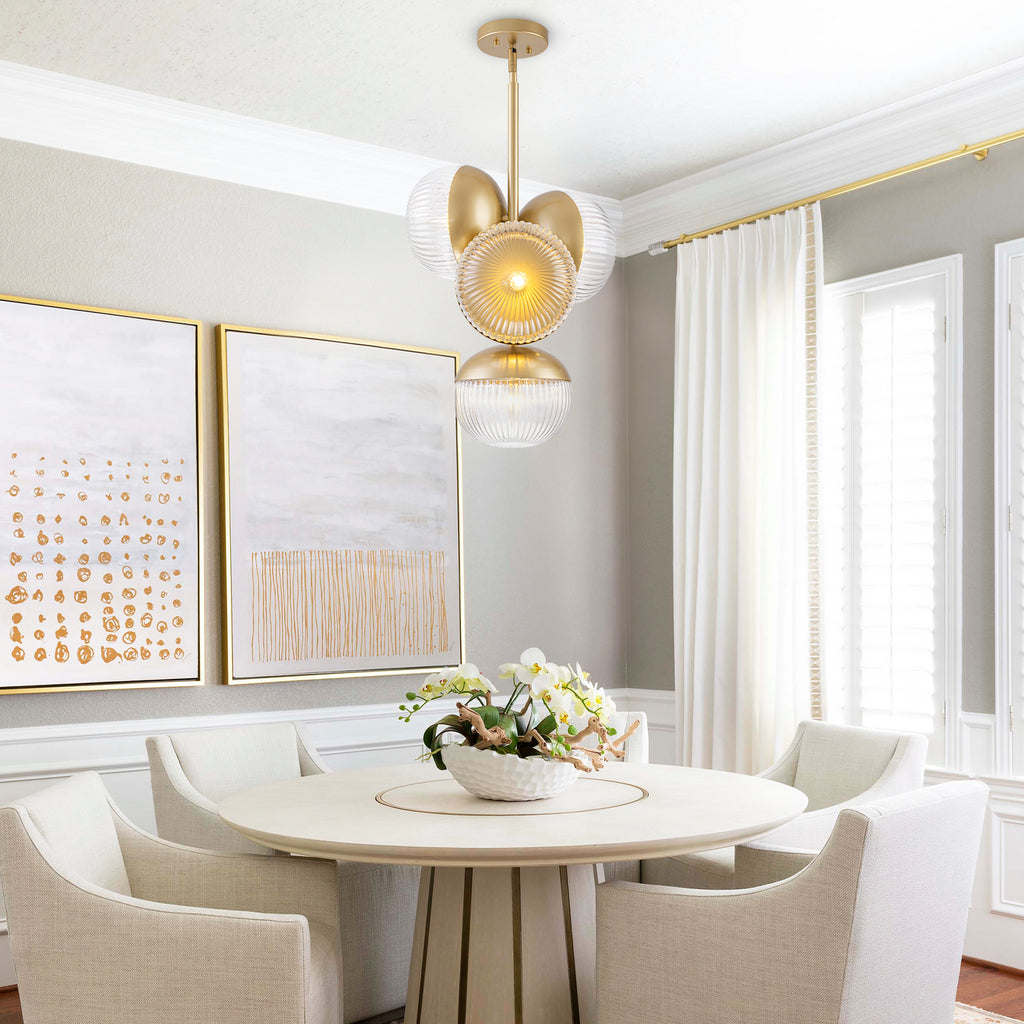15 inch 2 Light Modern Gold Branched Semi Flush Mount with Clear Striped Glass Shades - product image 13 | Zenvolit