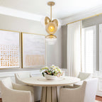 15 inch 2 Light Modern Gold Branched Semi Flush Mount with Clear Striped Glass Shades - product image 13 | Zenvolit