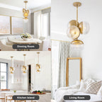 15 inch 2 Light Modern Gold Branched Semi Flush Mount with Clear Striped Glass Shades - product image 15 | Zenvolit