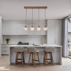 36.61 inch 4-Light Vintage Wood Pendant Lights with Amber Glass Shades - product image 2 | Zenvolit