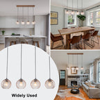 36.61 inch 4-Light Vintage Wood Pendant Lights with Amber Glass Shades - product image 6 | Zenvolit