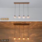 36.61 inch 4-Light Vintage Wood Pendant Lights with Amber Glass Shades - product image 8 | Zenvolit