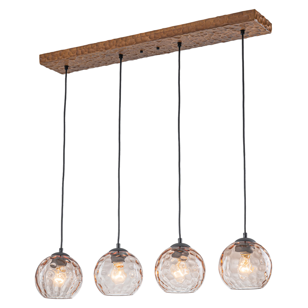 36.61 inch 4-Light Vintage Wood Pendant Lights with Amber Glass Shades - product image 11 | Zenvolit