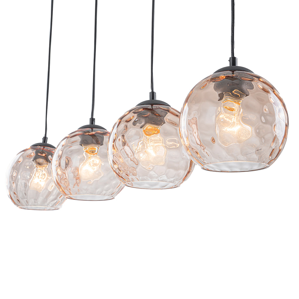 36.61 inch 4-Light Vintage Wood Pendant Lights with Amber Glass Shades - product image 12 | Zenvolit