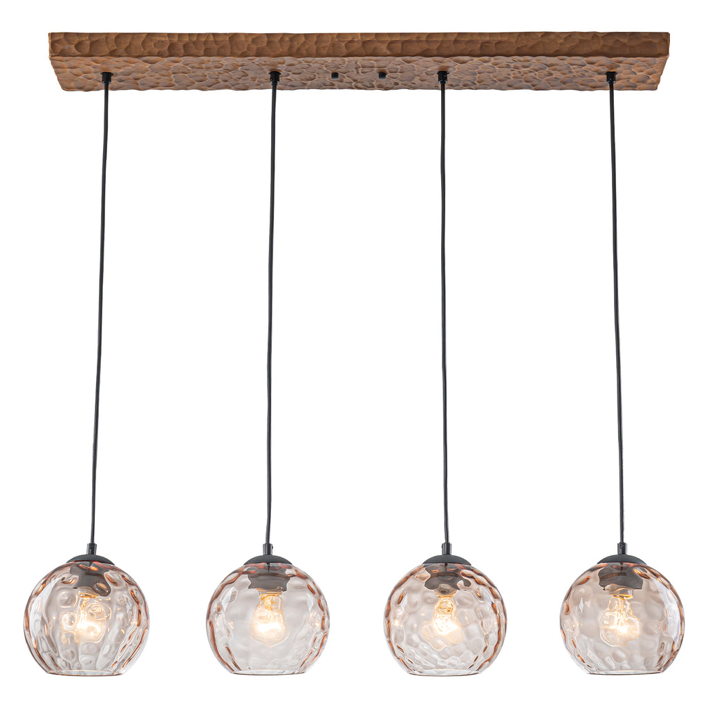 36.61 inch 4-Light Vintage Wood Pendant Lights with Amber Glass Shades - product image 16 | Zenvolit