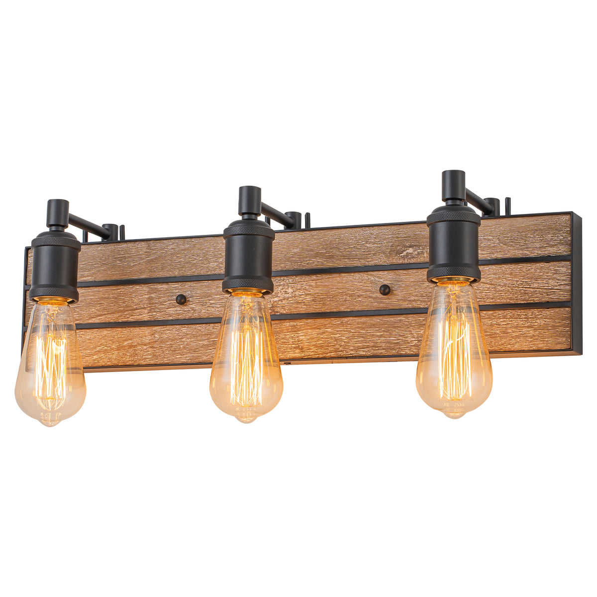 3-Light Rustic Farmhouse Wood Wall Sconce for Bedroom Living Room - product image 2 | Zenvolit