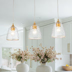 Kitchen Linear Island Pendant Light with Textured Clear Glass Shades - product image 1 | Zenvolit