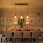 Kitchen Linear Island Pendant Light with Textured Clear Glass Shades