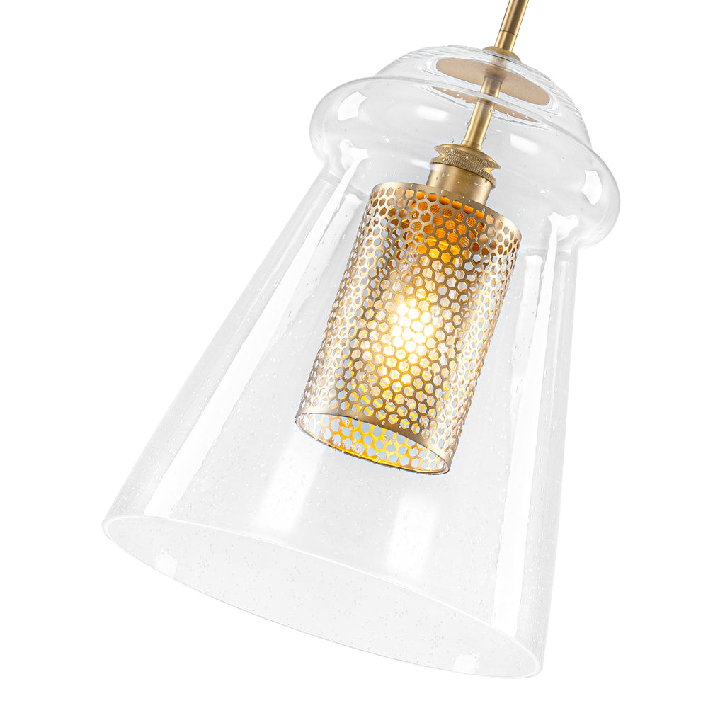 Modern Gold Kitchen Island Pendant Light with Clear Seeded Glass Shade - product image 3 | Zenvolit