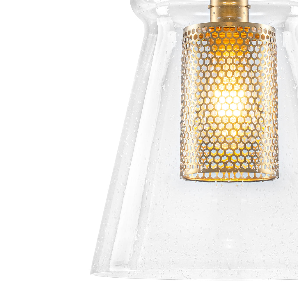 Modern Gold Kitchen Island Pendant Light with Clear Seeded Glass Shade - product image 4 | Zenvolit