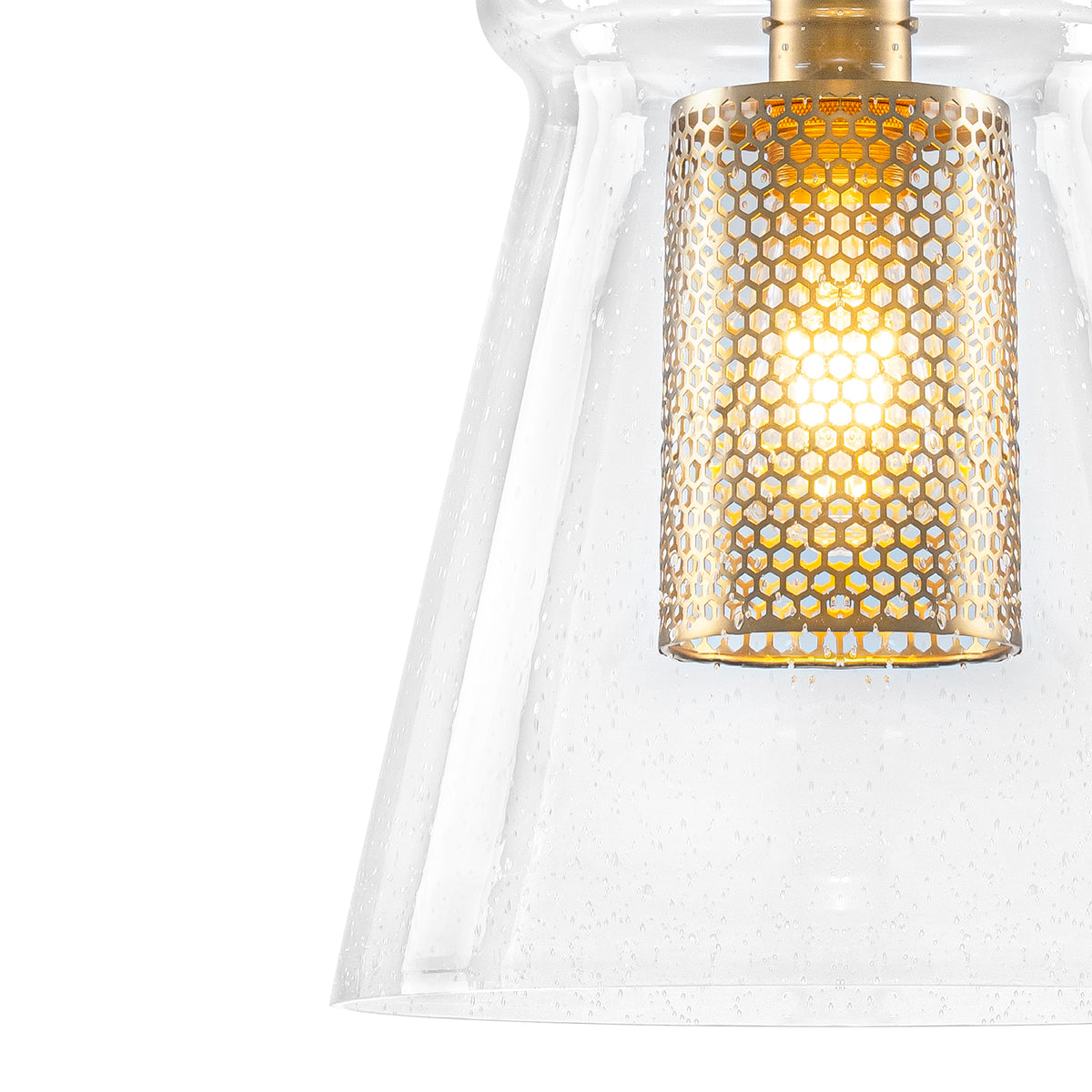 Modern Gold Kitchen Island Pendant Light with Clear Seeded Glass Shade - product image 4 | Zenvolit