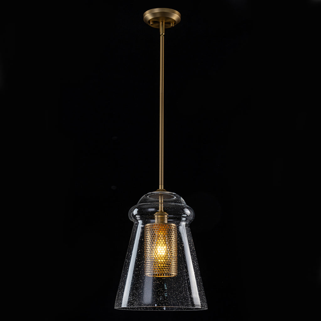 Modern Gold Kitchen Island Pendant Light with Clear Seeded Glass Shade - product image 6 | Zenvolit