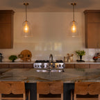 Modern Gold Kitchen Island Pendant Light with Clear Seeded Glass Shade - product image 7 | Zenvolit