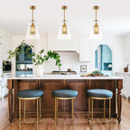 Modern Gold Kitchen Island Pendant Light with Clear Seeded Glass Shade - product image 10 | Zenvolit