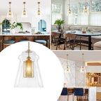 Modern Gold Kitchen Island Pendant Light with Clear Seeded Glass Shade - product image 11 | Zenvolit
