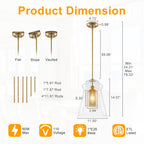 Modern Gold Kitchen Island Pendant Light with Clear Seeded Glass Shade - product image 12 | Zenvolit