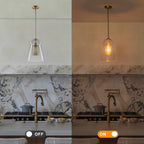 Modern Gold Kitchen Island Pendant Light with Clear Seeded Glass Shade - product image 13 | Zenvolit