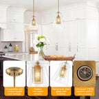 Modern Gold Kitchen Island Pendant Light with Clear Seeded Glass Shade - product image 14 | Zenvolit