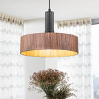 Modern Matte Black Pendant Light with Wood Shade Kitchen Fixture - product image 1 | Zenvolit