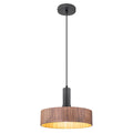 Modern Matte Black Pendant Light with Wood Shade Kitchen Fixture - product image 2 | Zenvolit