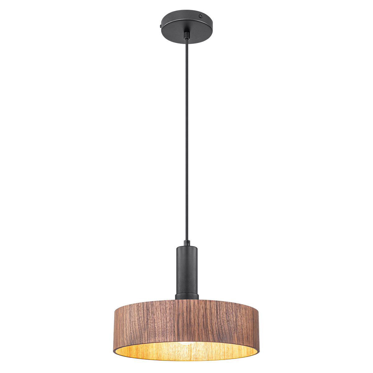 Modern Matte Black Pendant Light with Wood Shade Kitchen Fixture - product image 2 | Zenvolit