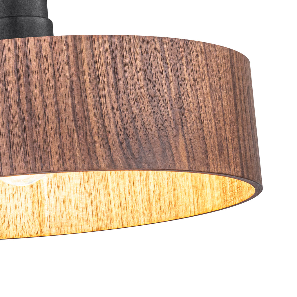 Modern Matte Black Pendant Light with Wood Shade Kitchen Fixture - product image 4 | Zenvolit