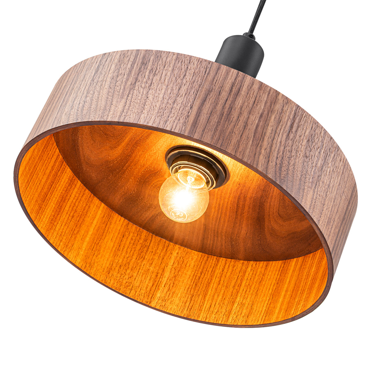 Modern Matte Black Pendant Light with Wood Shade Kitchen Fixture - product image 5 | Zenvolit