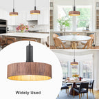 Modern Matte Black Pendant Light with Wood Shade Kitchen Fixture - product image 11 | Zenvolit